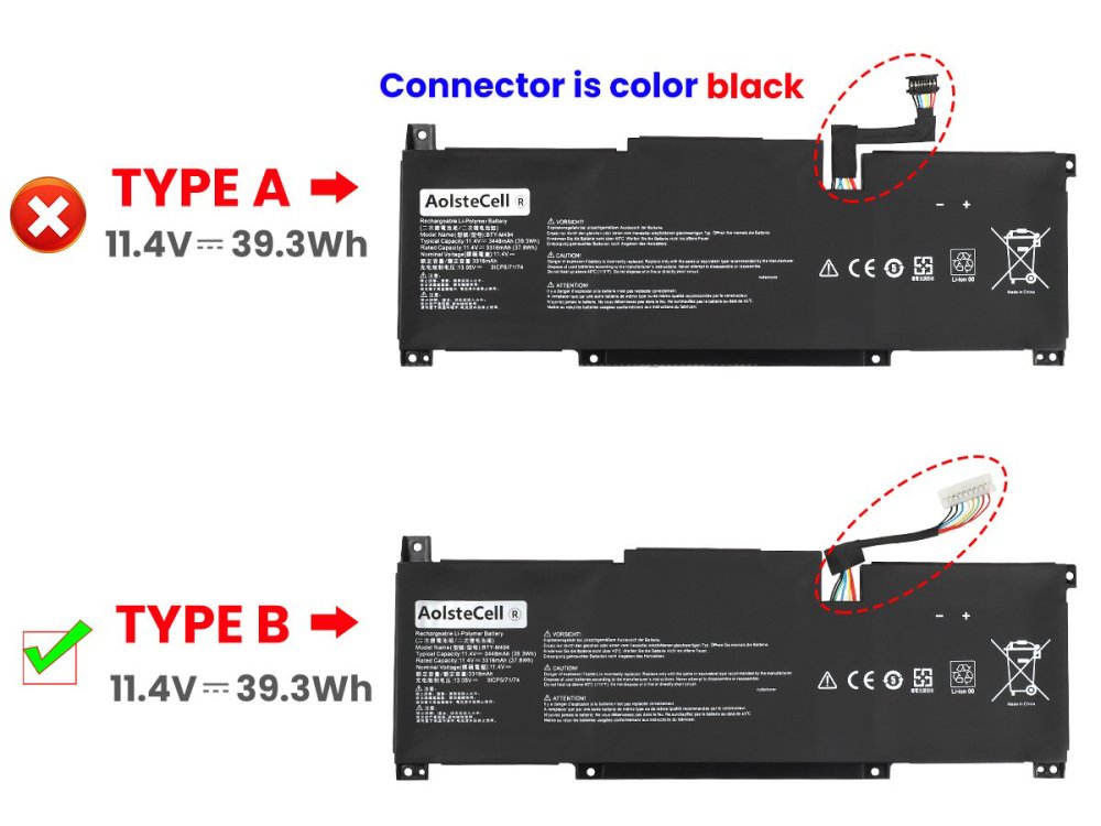 MSI Modern 14 C7M-092 Batterie 39.3Wh