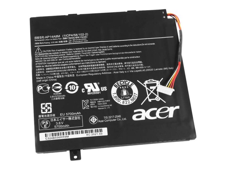 22Wh Original Batterie Acer Aspire Switch 10 SW5-012P - Cliquez sur l'image pour la fermer