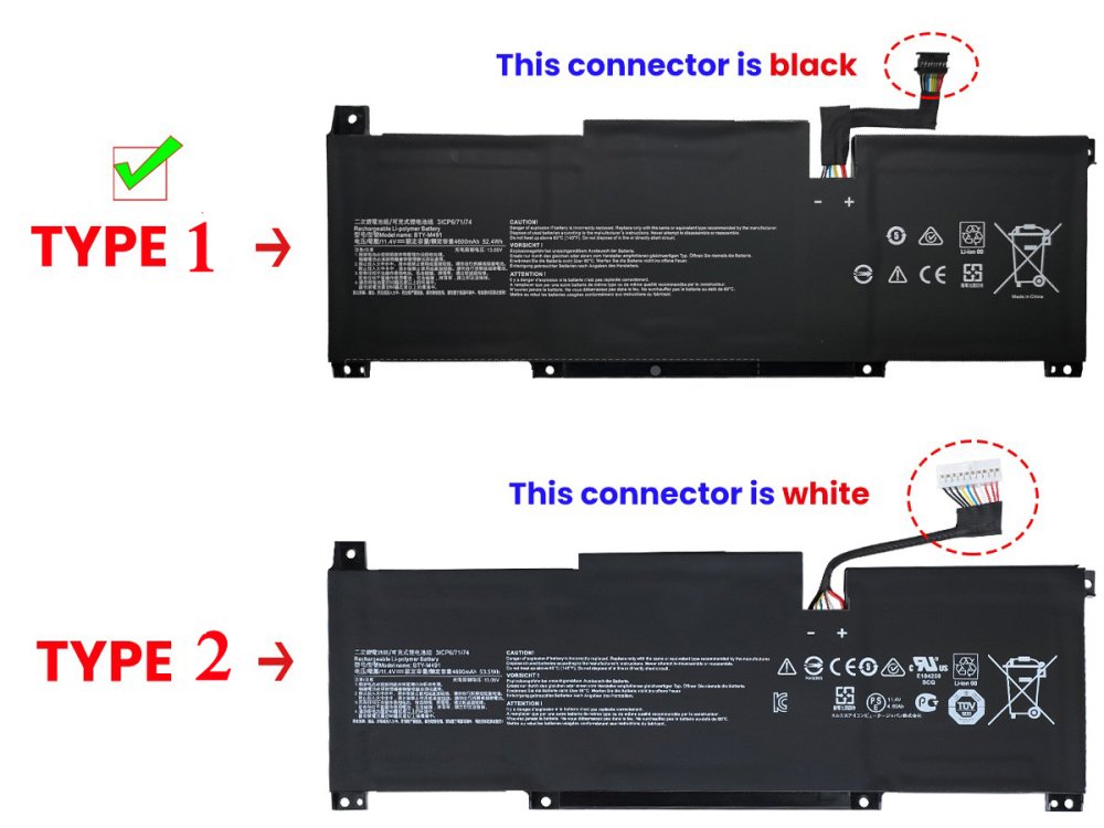 MSI Modern 14 C13M-643AU Batterie 4600mAh 52.4Wh