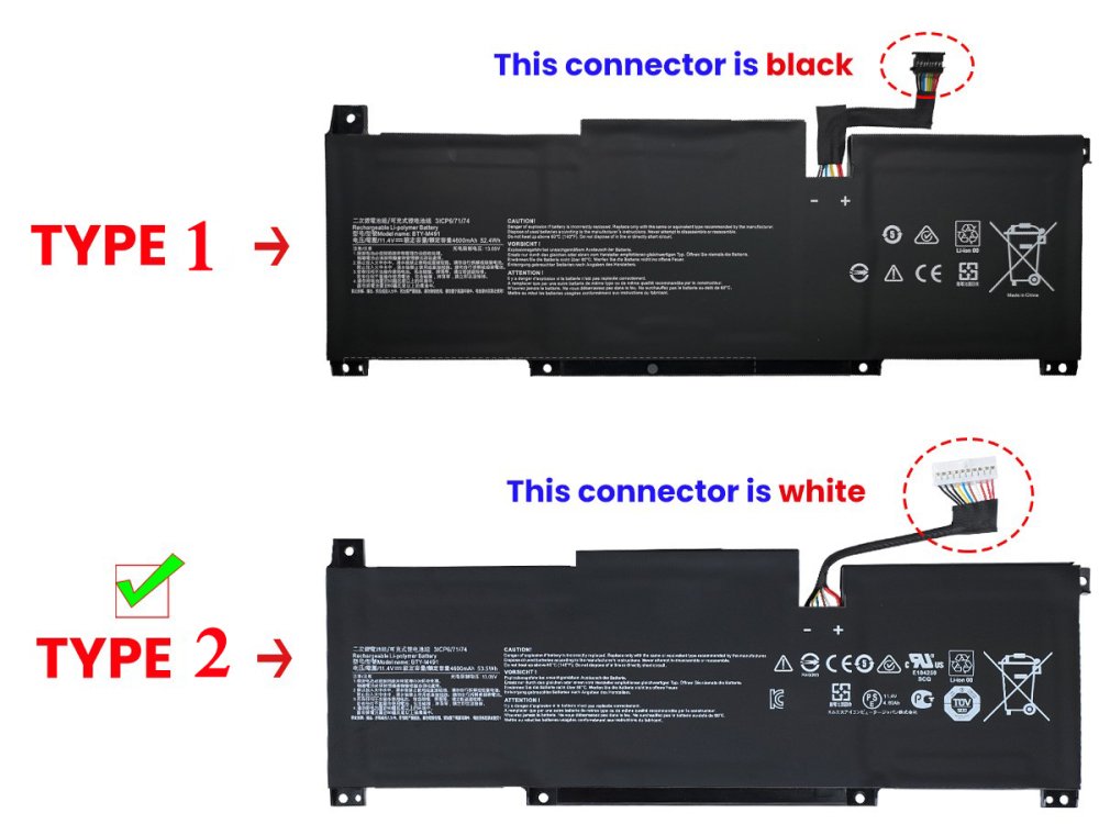 MSI Modern 15 B13M-246XES Batterie 4600mAh 52.4Wh