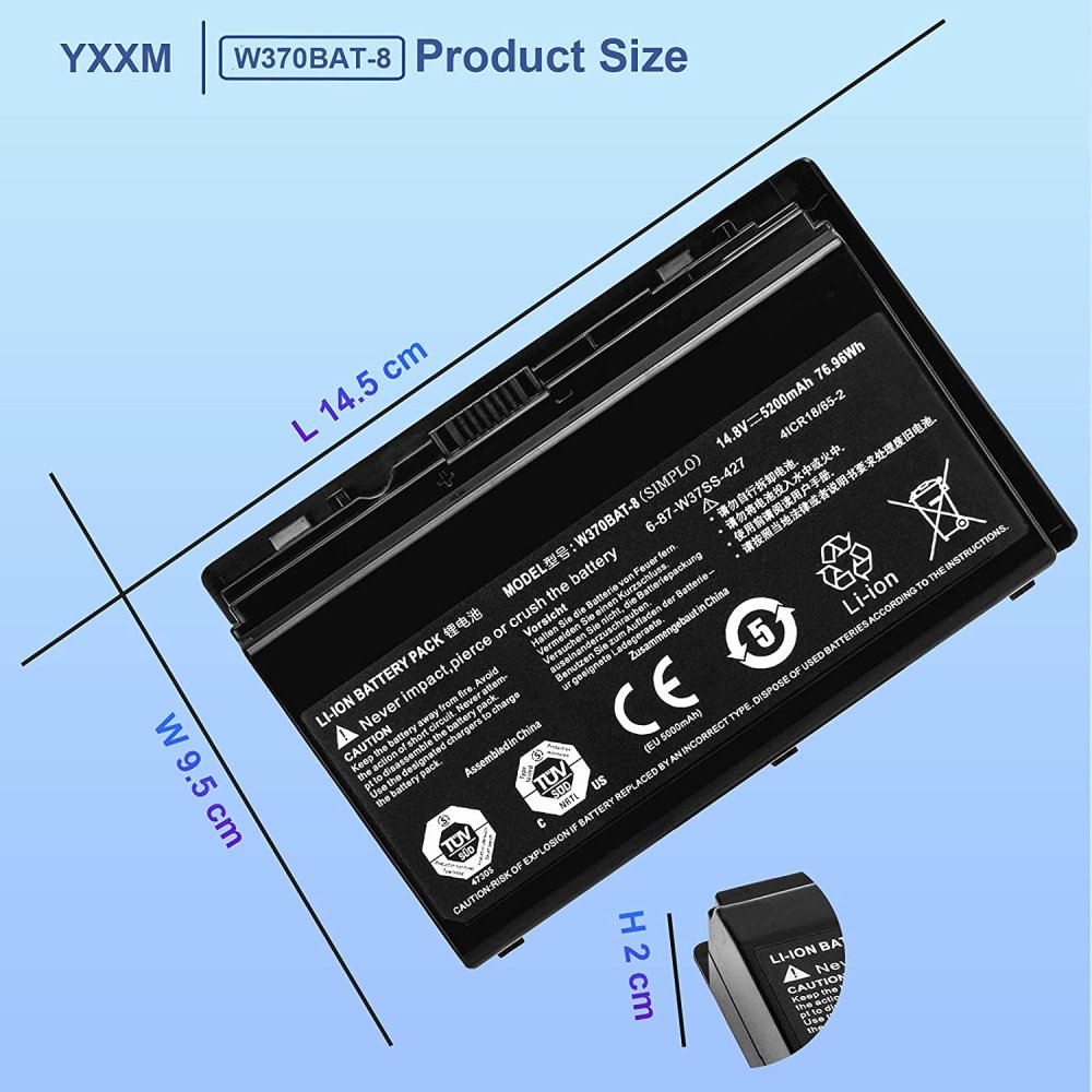 5200mAh pour Schenker XMG A522 A522-9UD Batterie