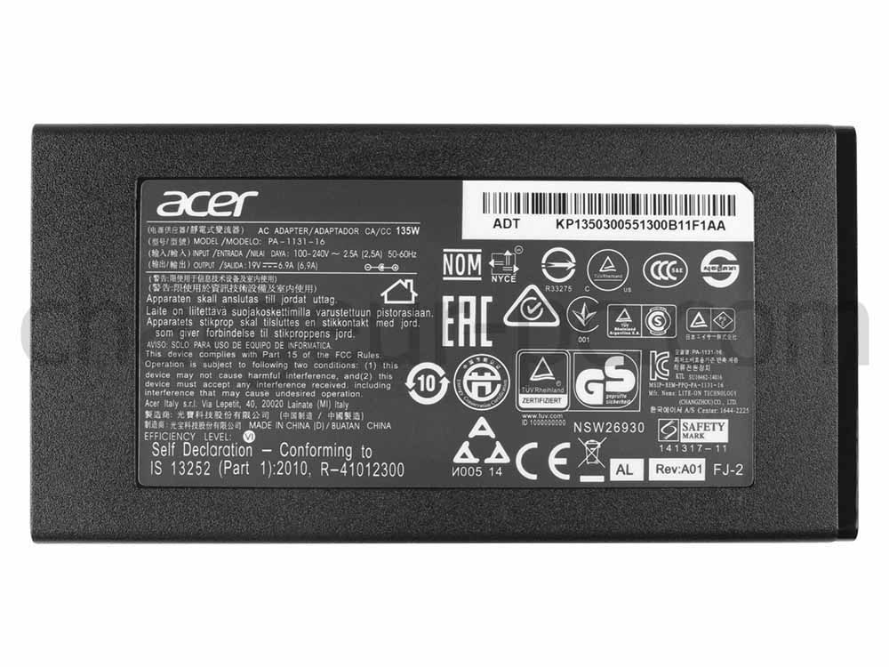 Original 135W Acer Aspire 7 A715-75G-56UP AC Adaptateur Chargeur + câble