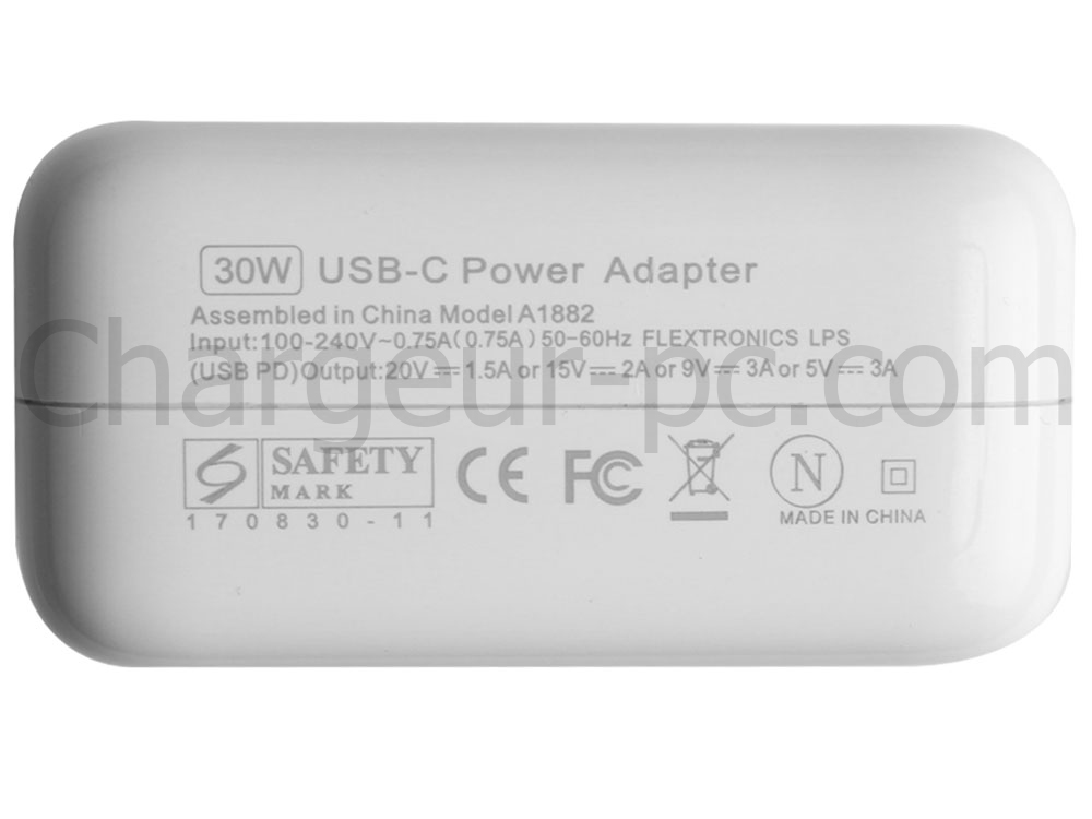 30W USB-C AC Adaptateur Chargeur pour Apple MacBook 12 MNYF2 + Câble