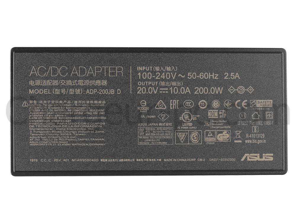 Original 200W Asus Vivobook Pro 15 OLED N6506 AC Adaptateur Chargeur + câble