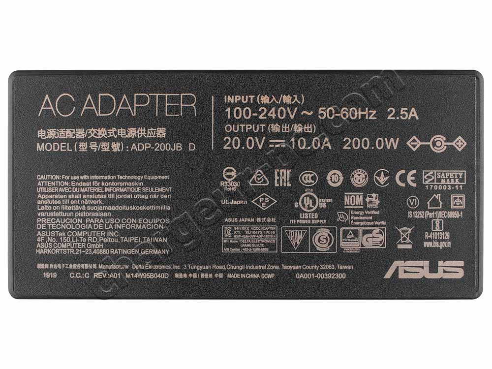 Original 200W Rectangle Conn Asus TUF Gaming A16 FA608 FA608WV AC Adaptateur Chargeur + câble