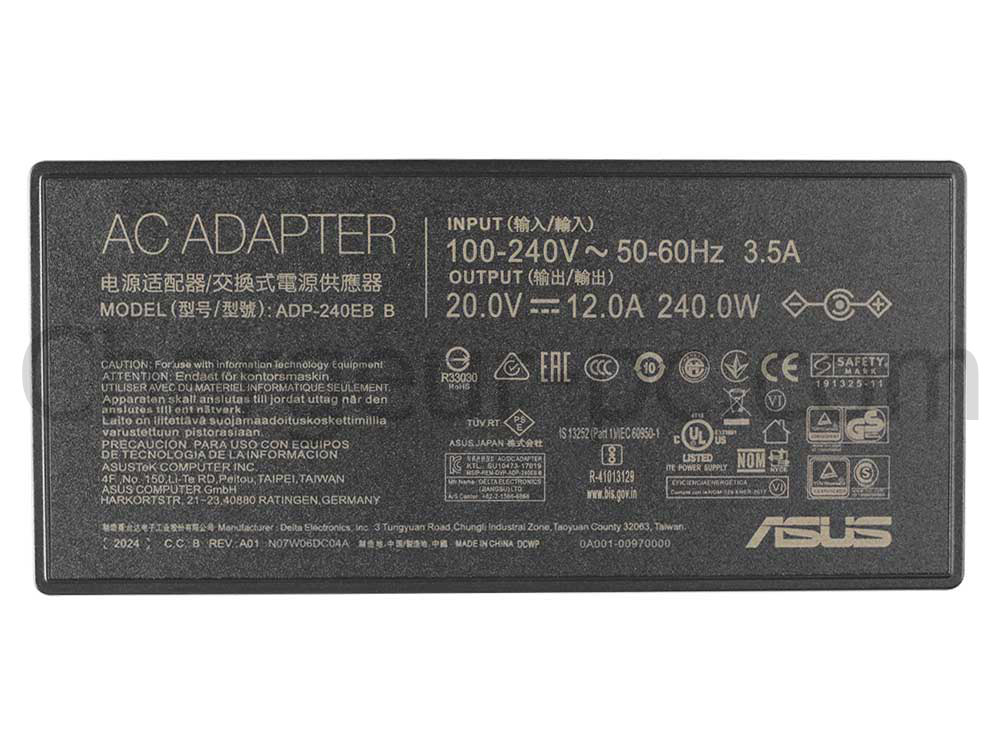 Original 240W Asus TUF Gaming F17 FA607PI AC Adaptateur Chargeur + câble