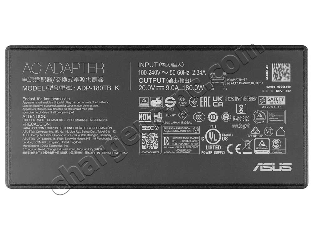 Original 180W Rectangle Conn Asus 0A001-00266400 AC Adaptateur Chargeur + câble