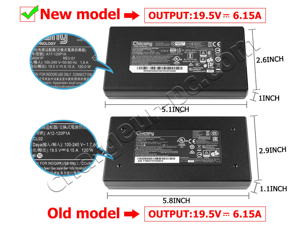 Original 120W MSI Chicony A12-120P1A AC Adaptateur Chargeur + câble