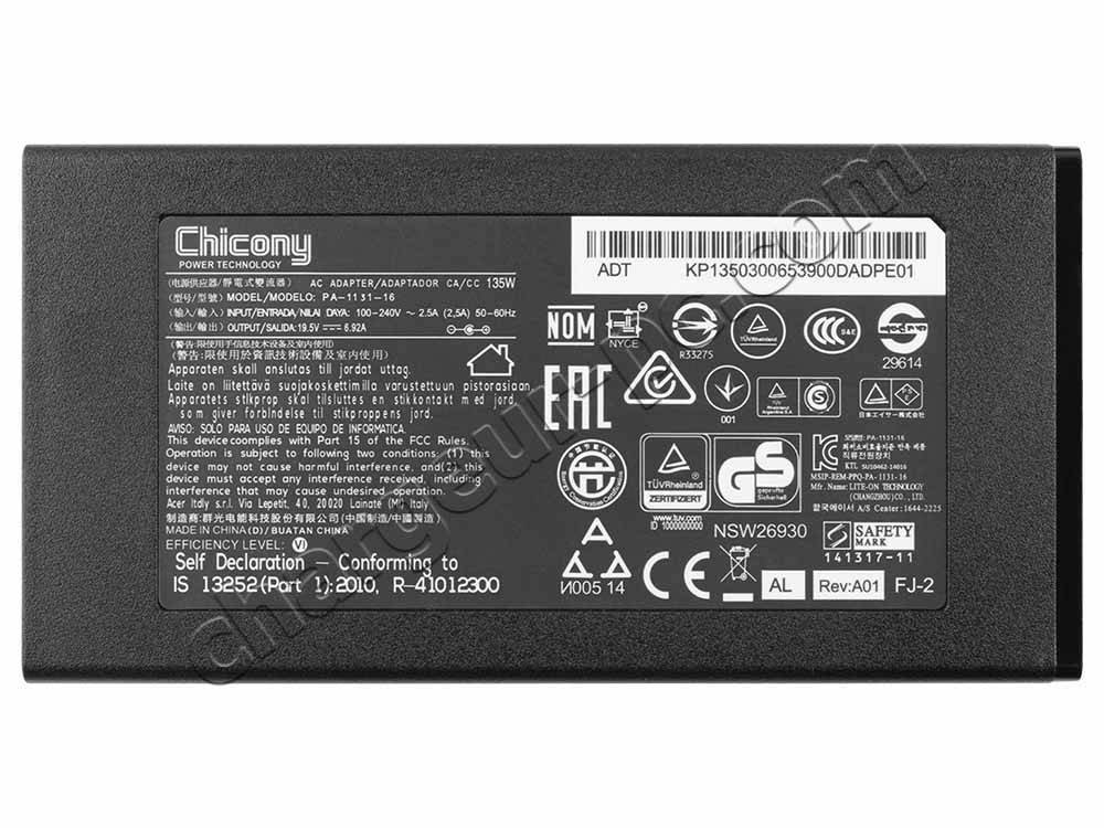 Original 135W Acer ADP-135KB T AC Adaptateur Chargeur + câble