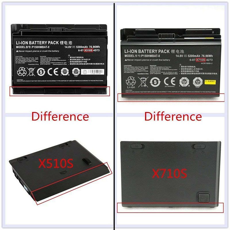 5200mAh Sager 6-87-X710S-4J72 P150HMBAT-8 Batterie