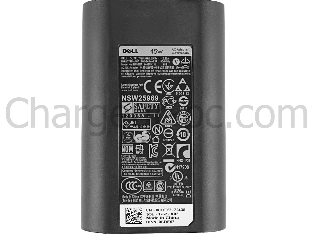 Original 45W Dell XPS 13 9333 P29G P29G003 AC Adaptateur Chargeur