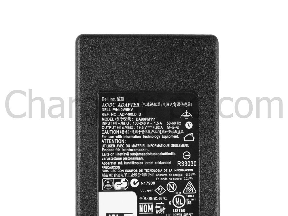 Original 90W Dell Inspiron 16 Plus 7640 P132F P132F003 AC Adaptateur Chargeur + câble