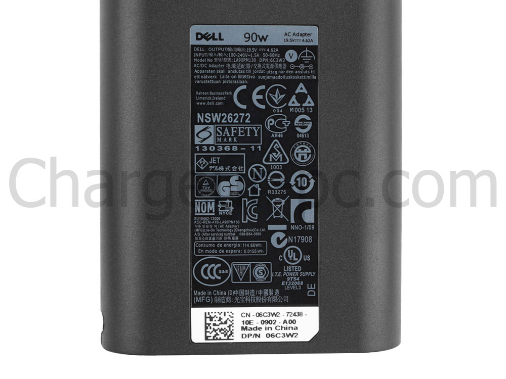 Original 90W Dell Inspiron 16 Plus 7640 P132F P132F001 AC Adaptateur Chargeur + câble