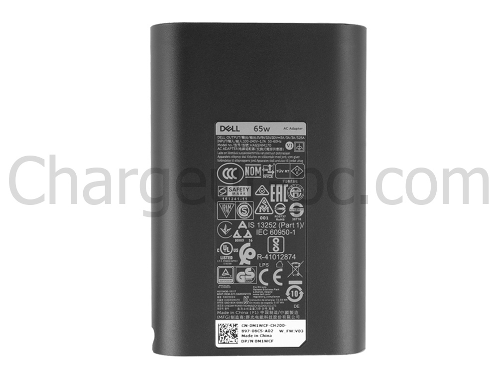 Original 65W USB-C Dell Latitude 7350 Detachable T07H T07H001 AC Adaptateur Chargeur + câble