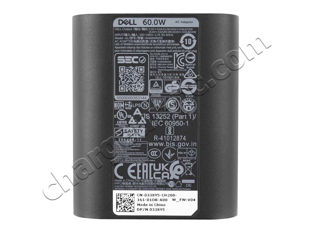 Original 60W Dell Latitude 3450 P169G P169G002 AC Adaptateur Chargeur + câble