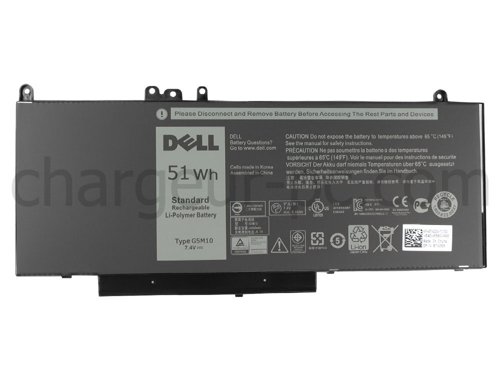 Original 51Wh Batterie Dell Latitude 14 E5450 P48G001