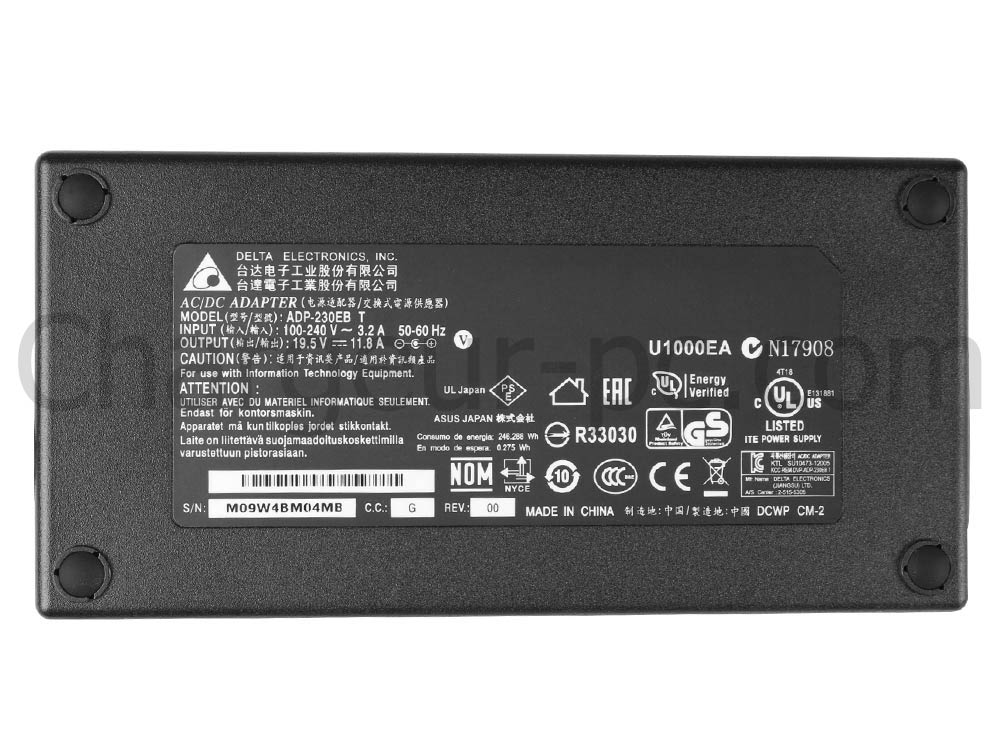 Original 230W Medion Erazer P15609 (MD 61640) AC Adaptateur Chargeur + câble