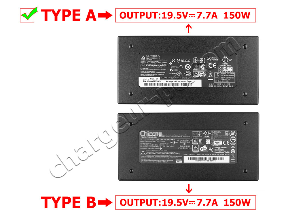 Original 150W Medion Erazer Defender E10 (MD 62195 MSN:30031479) AC Adaptateur Chargeur + câble