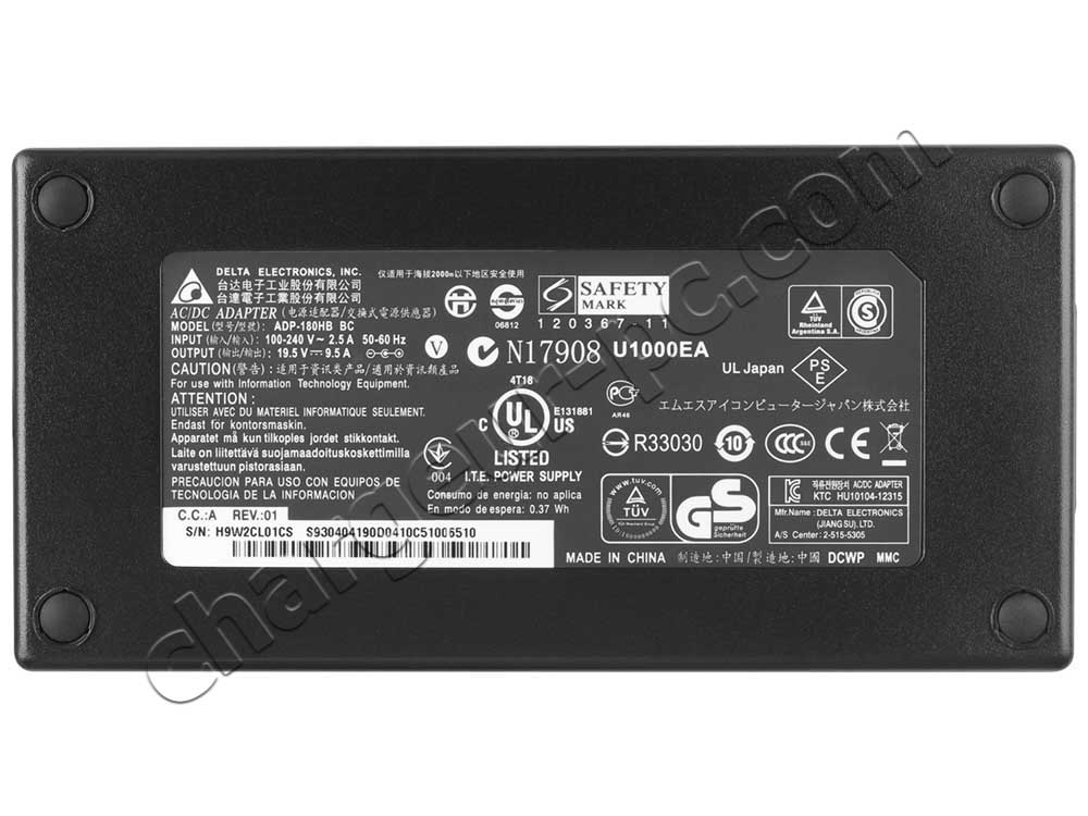 180W Original AC Adaptateur Chargeur pour Alienware 0415B19180 9750