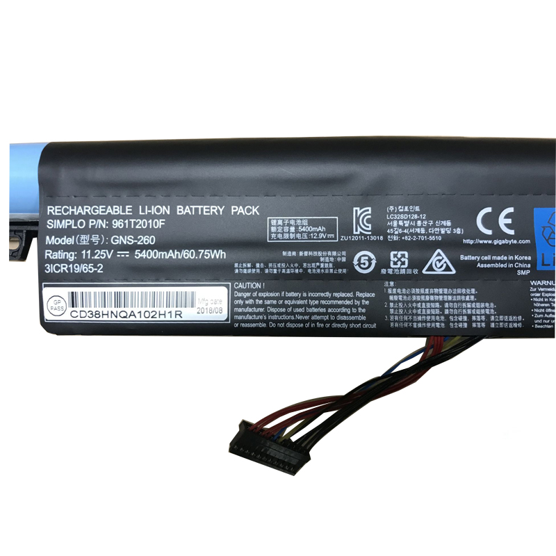 Original Gigabyte 961T2010F Gigabyte GNS-260 Batterie 5400mAh 60.75Wh 6-Cellules