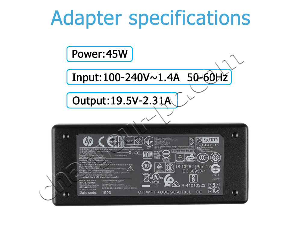 719309-003 2.31A 19.5V Adaptateur Pour HP PC Chargeur - Marché-Batterie.fr