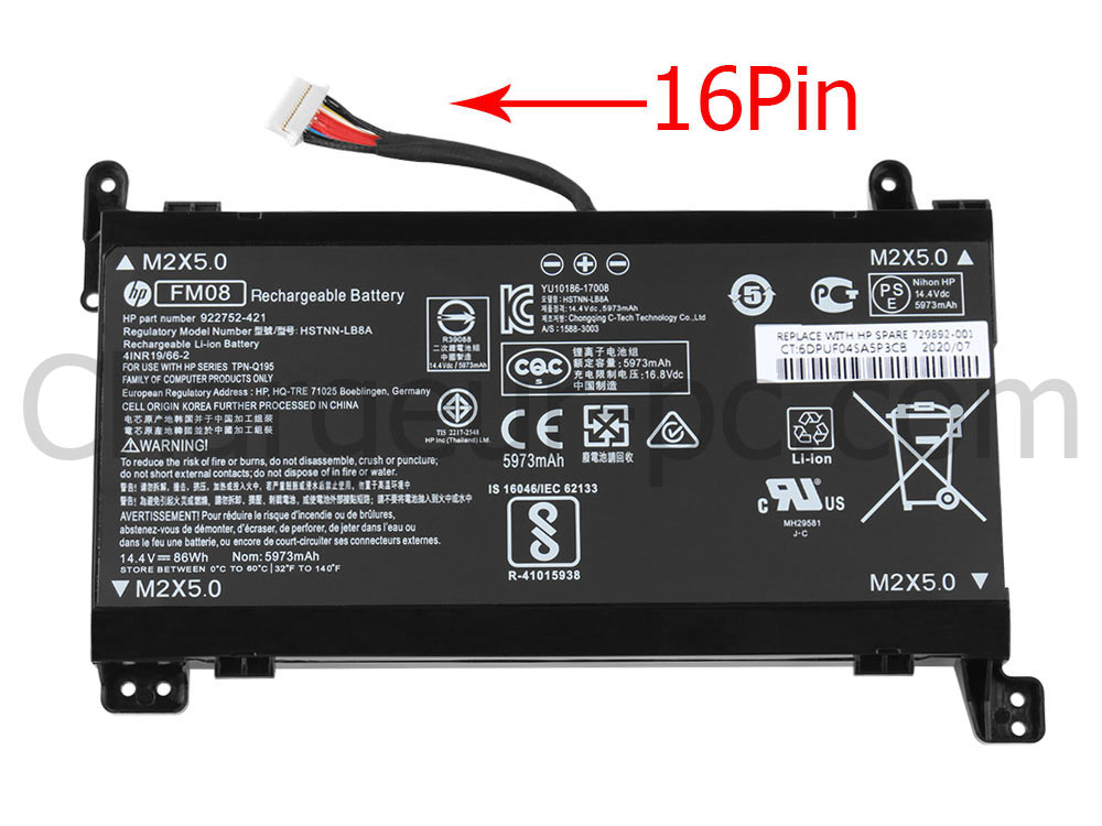 86Wh Batterie HP Omen 17-an010ns 17-an080no