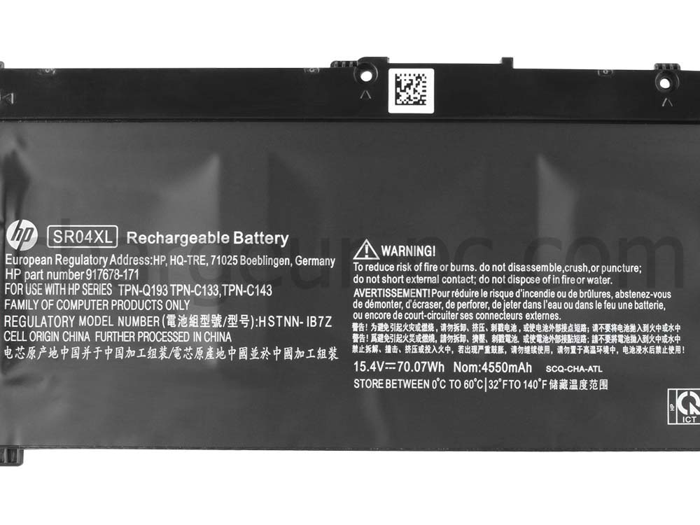 70.07Wh Original Batterie HP SR04XL 917678-1B1 HSTNN-IB7Z