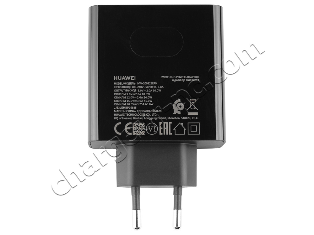 Original 65W USB-C Huawei MateBook X AC Adaptateur Chargeur