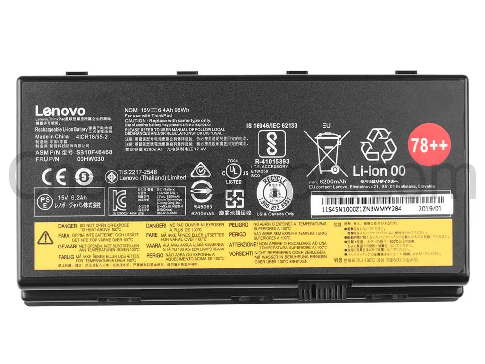 Original 6400mAh 96Wh Batterie Lenovo 4X50K14092