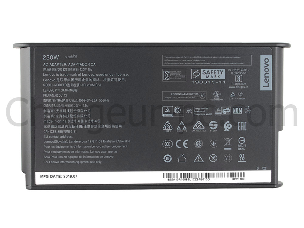 Original 230W Lenovo Legion 5 15APH9 83EG AC Adaptateur Chargeur + câble