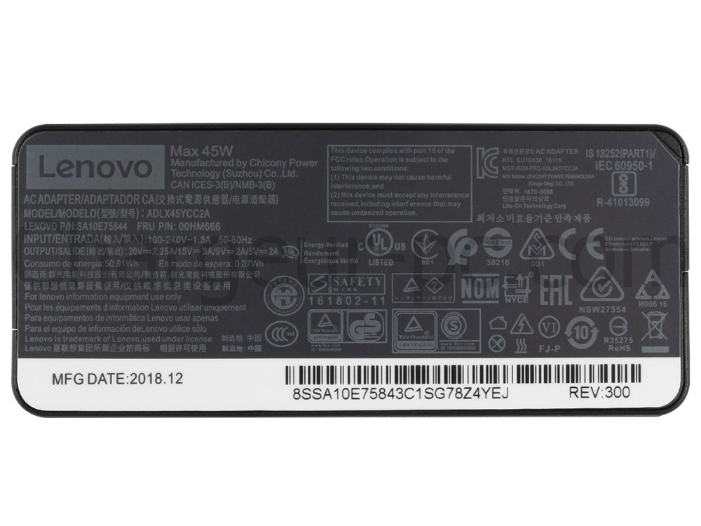 Original 45W USB-C Lenovo ThinkPad X12 Detachable Gen 2 21LK AC Adaptateur Chargeur + câble