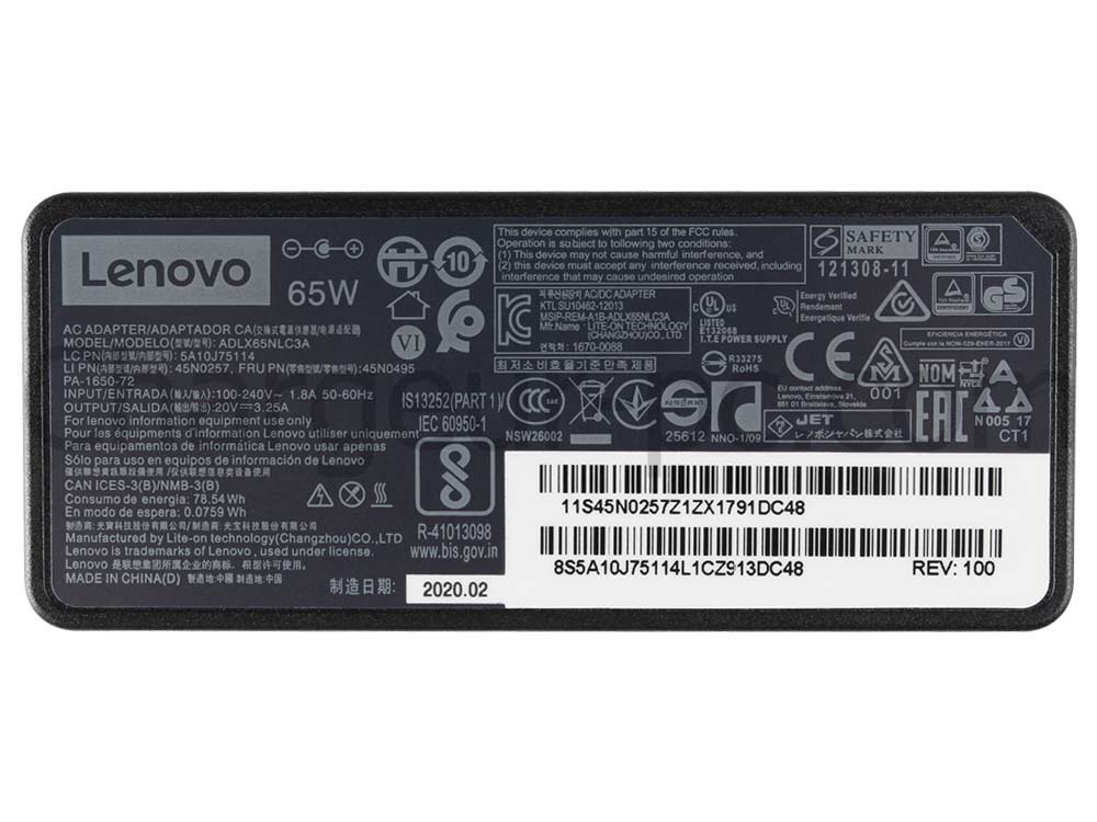 Original 65W Lenovo IdeaPad 330S-15IKB 81F5 81JN AC Adaptateur Chargeur