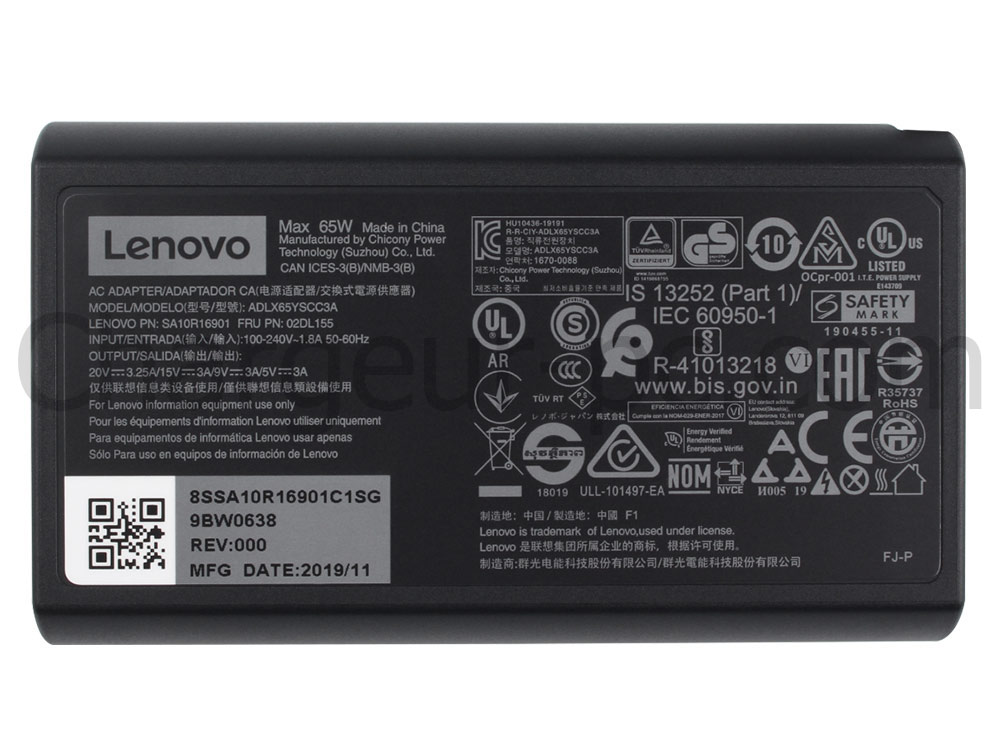 Original 65W USB-C Lenovo ThinkPad X12 Detachable Gen 2 21LK0026MB AC Adaptateur Chargeur + câble