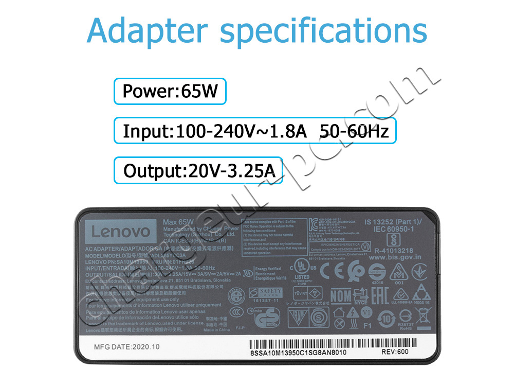 Original 65W USB-C Lenovo ThinkPad X12 Detachable Gen 2 21LK001RMB AC Adaptateur Chargeur + câble