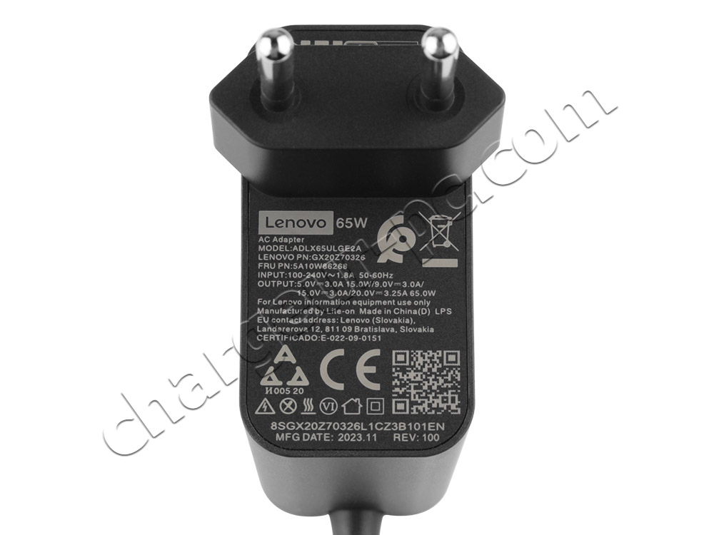 Original 65W USB-C Lenovo ADLX65ULGE2A AC Adaptateur Chargeur