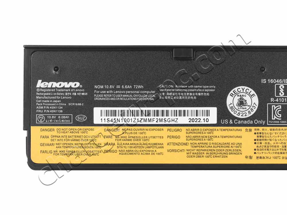 Original 6600mAh 72Wh Batterie Lenovo ThinkPad T460 20FM00