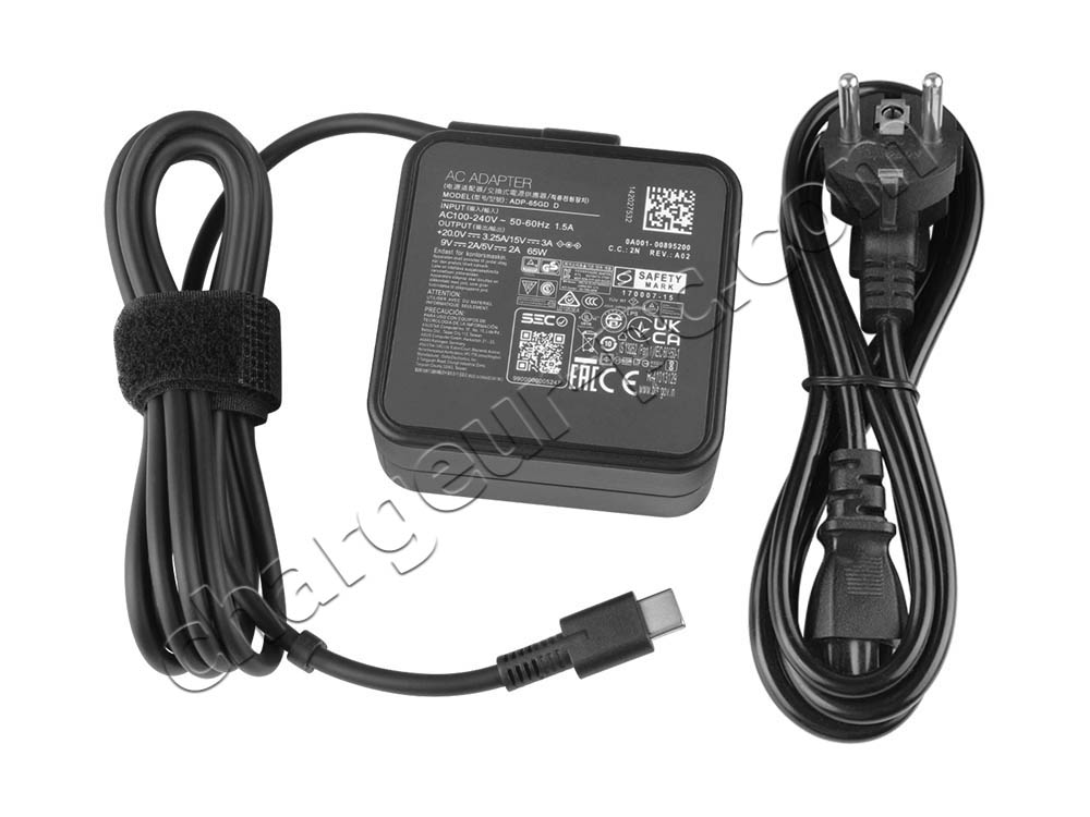 Original 65W USB-C MSI Prestige 14 EVO A11M-012 AC Adaptateur Chargeur + Cable