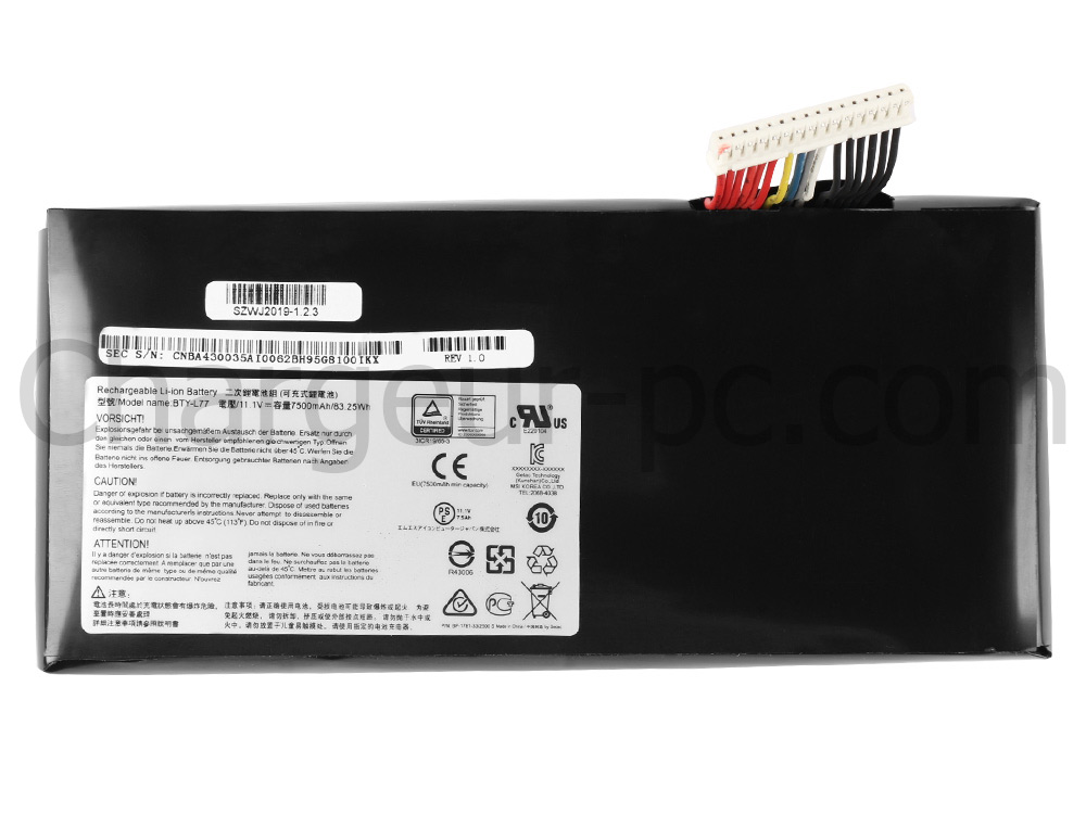 83.25Wh Batterie MSI GT72S 6QD MS-1782