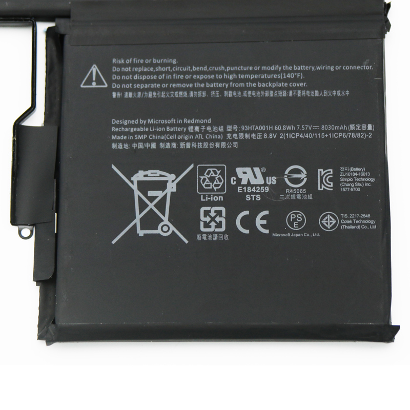 Original Microsoft 93HTA001H Batterie 8030mAh 60.8Wh 6-Cellules