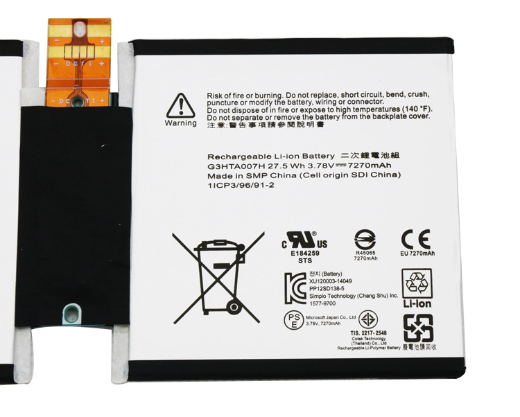 Original Microsoft G3HTA003H G3HTA004H Batterie 7270mAh 27.5Wh 2-Cellules