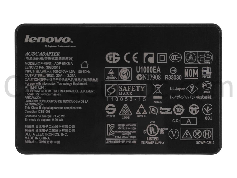 Original 65W Lenovo ThinkCentre M70q Gen 5 12TD002QMB AC Adaptateur Chargeur + câble