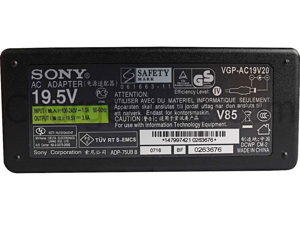 75W Sony VAIO SVE14111EN AC Adaptateur Chargeur