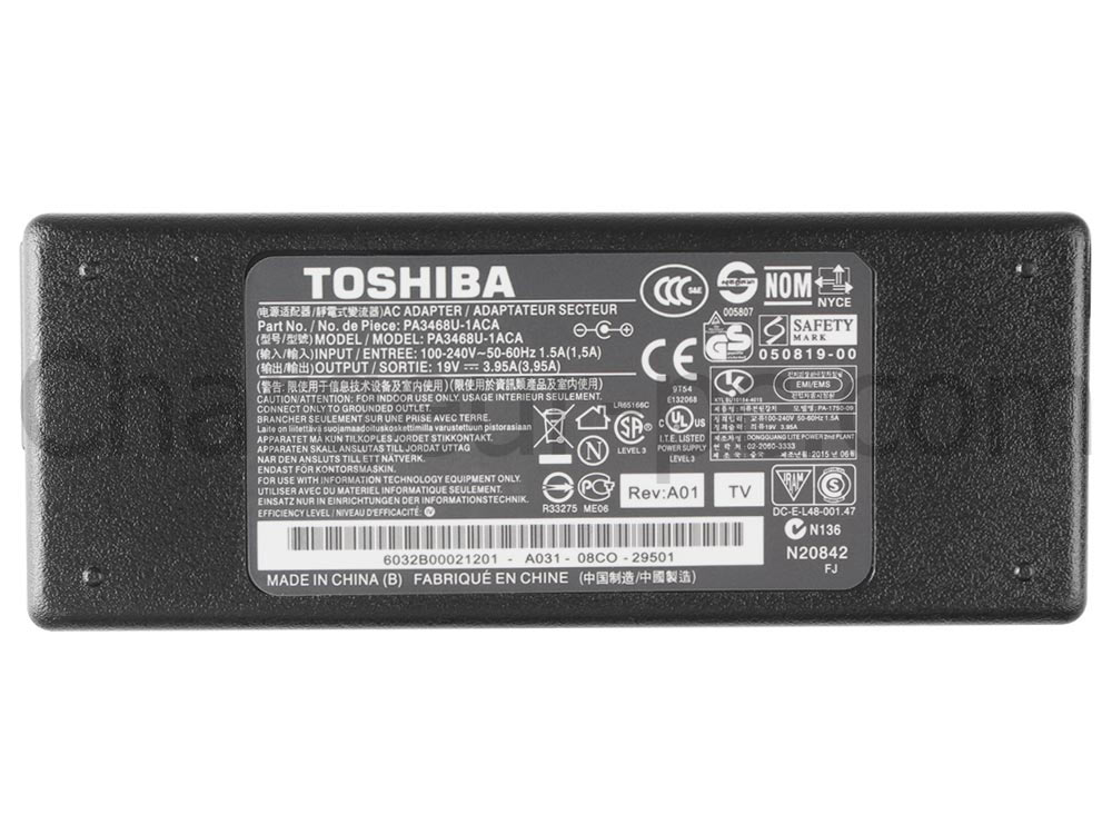 75W Original AC Adaptateur Chargeur pour Toshiba Satellite c655-s5128