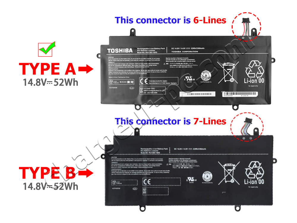 52Wh Batterie pour Toshiba Portege Z30-A-13X Z30-ASMBN22 Z30-AST3NX3