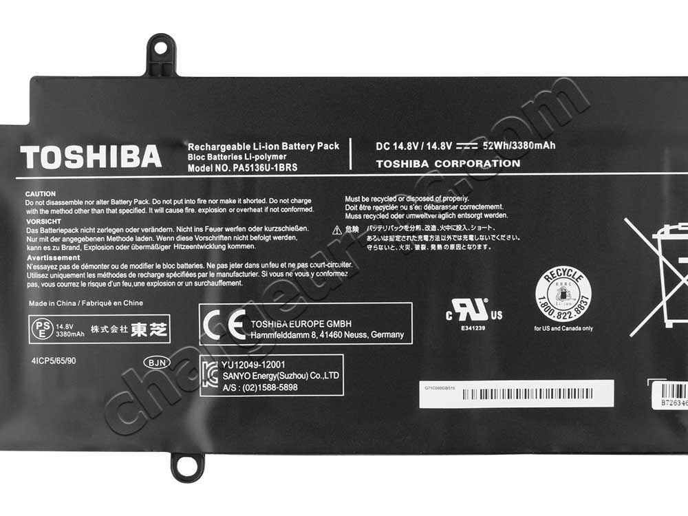 52Wh Batterie pour Toshiba Portege Z30-A-13X Z30-ASMBN22 Z30-AST3NX3